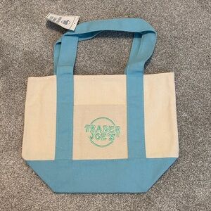 Trader Joe’s Light Blue & Cream Mini Canvas Tote Bag